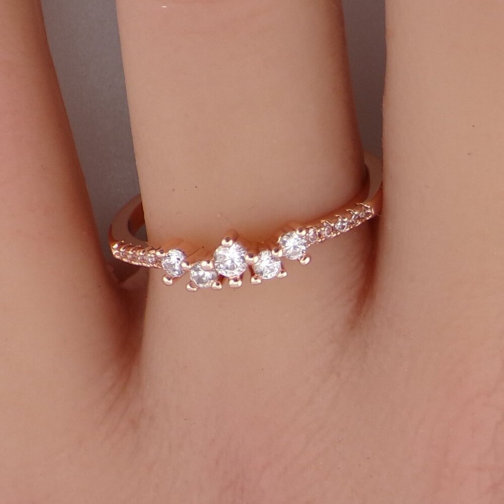 Stardust 18k Rose Gold Pave CZ Band, Engagement Proposal Promise Love Wedding